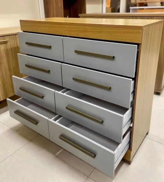 Cômoda Nalu 100% MDF com 8 Gavetas Larg. 1.11m-Produto Novo Entrega Rápida