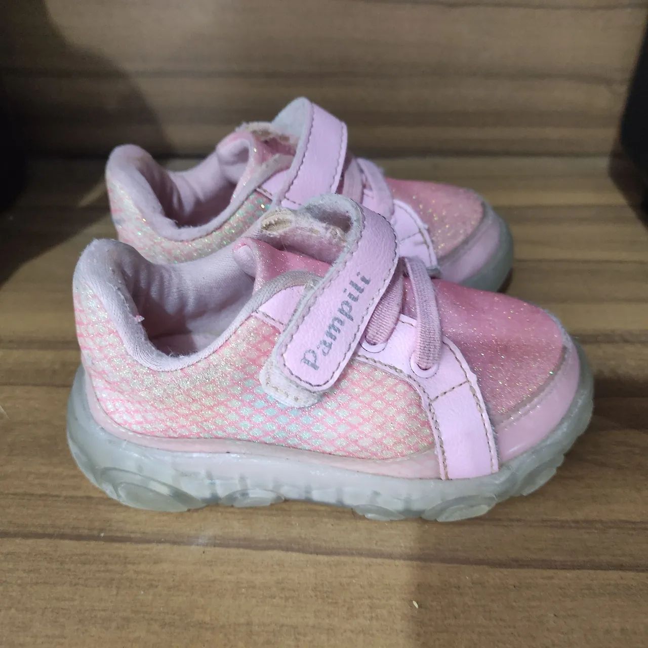 Tênis rosa infantil com glitter Pampili Tam 21 - Foto 2