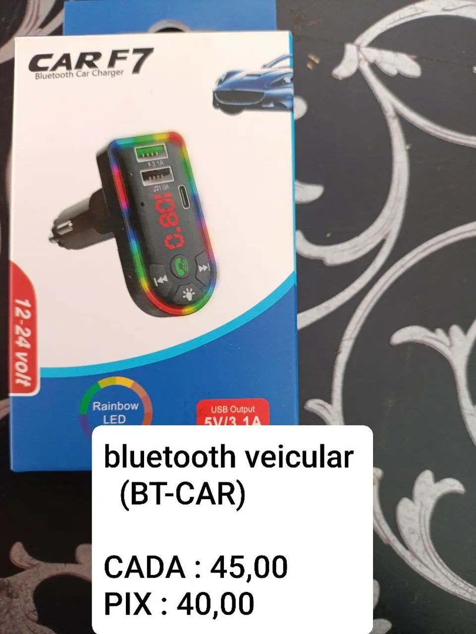 Carregador Bluetooth para carro com tela digital