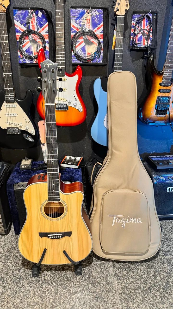 Violão Tampo maciço sólido Tagima Sunset com Bag