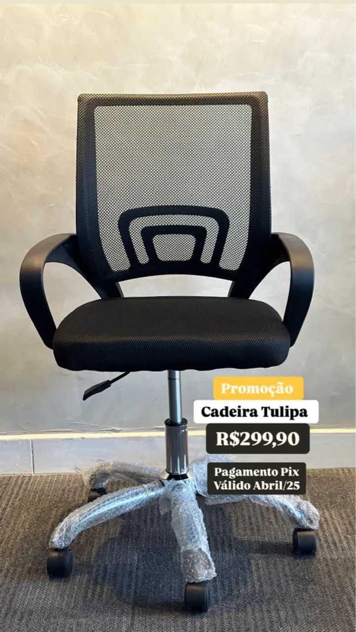 Cadeira TULIPA PROMOÇÃO de Escritório Giratória Preta - Foto 2