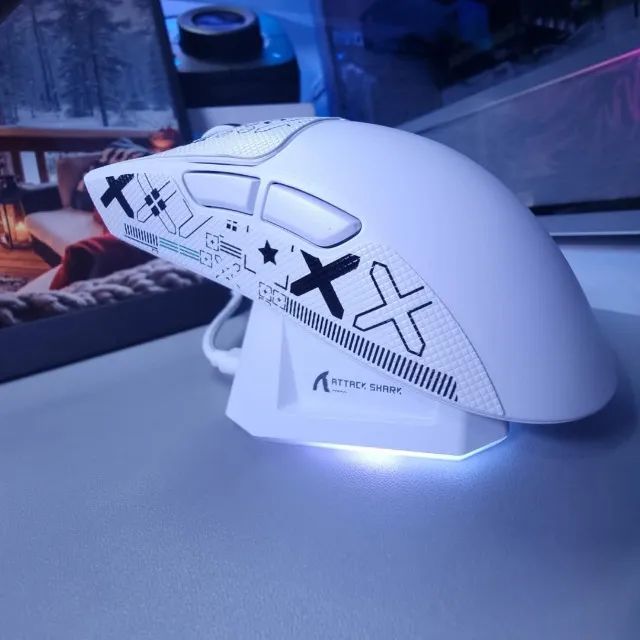 Mouse Gamer Attack Shark X11 Tri Mode 22000dpi Paw3311 Dock Branco Novos - Promoção !