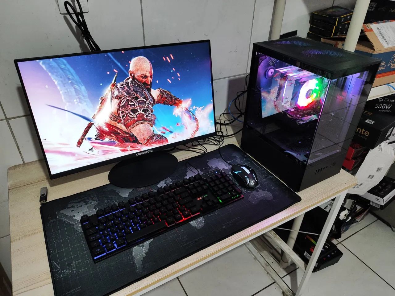 Pc gamer Aquário Intel Xeon E5 2680 v4 + 1tb NVME + 32gb RAM + RX 580 8gb + tela 24" 100hz