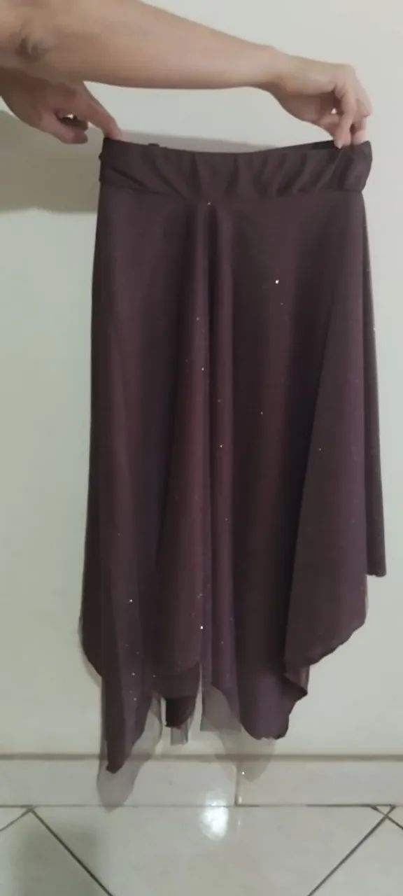Saia com tule glitter 8 pontas marrom