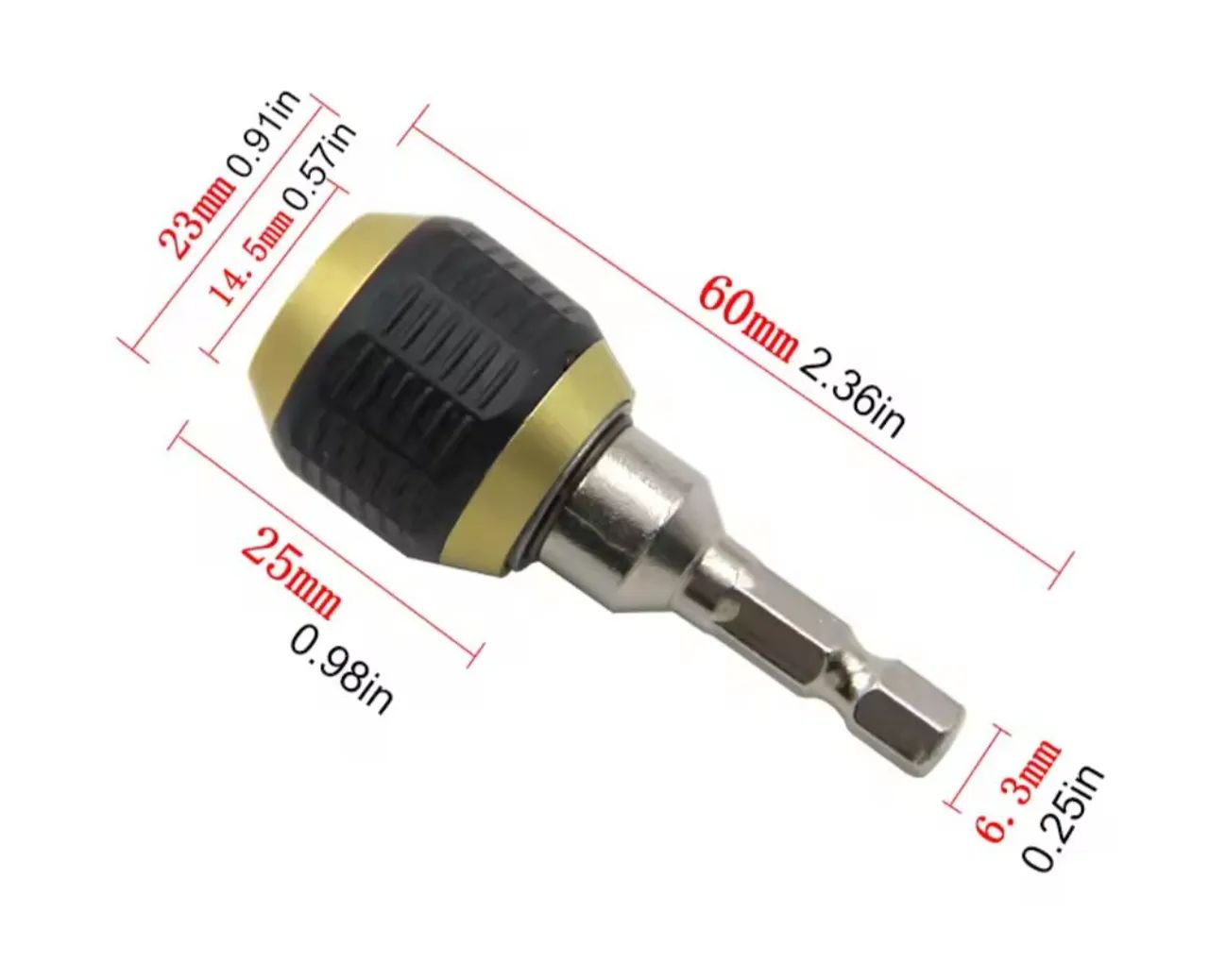 Adaptador de Mandril para Furadeira 6,35mm - 1/4 Pol