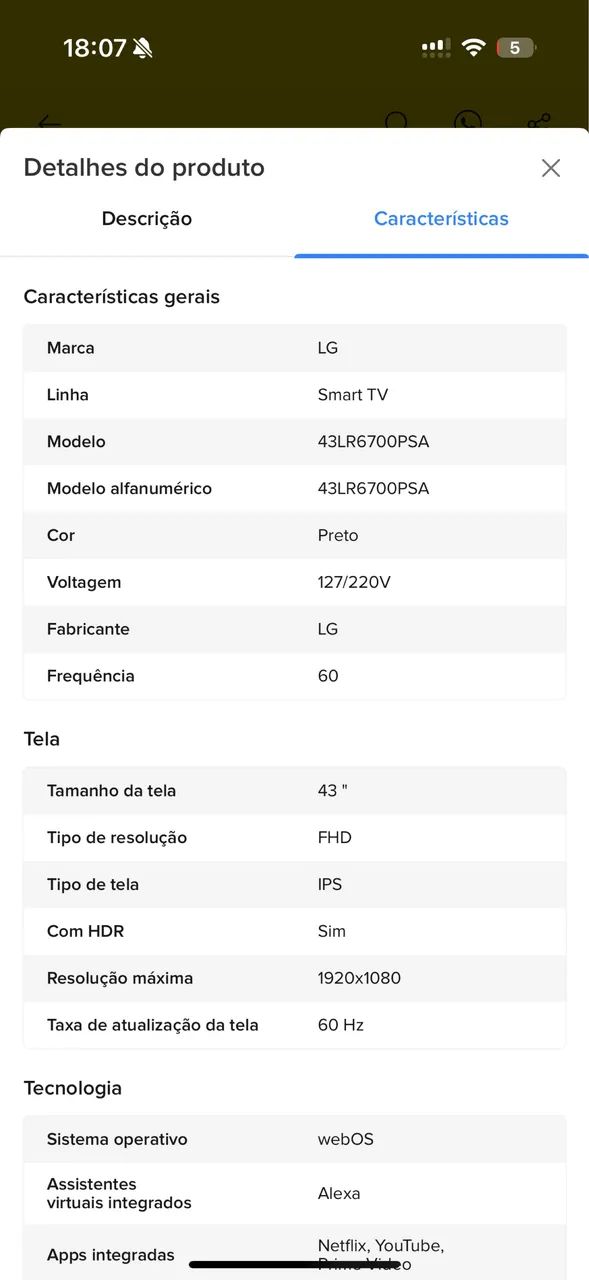 Smart TV LG 43"Full HD, Processador A5 Ger6, AI, Alexa e webOS 23 - Foto 4