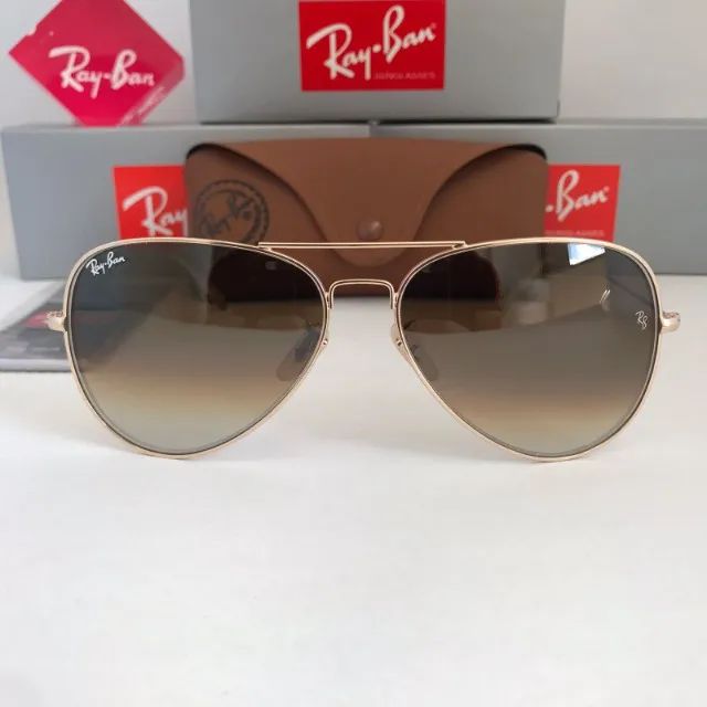 Óculos de Sol ray-ban aviador marrom lentes de cristal