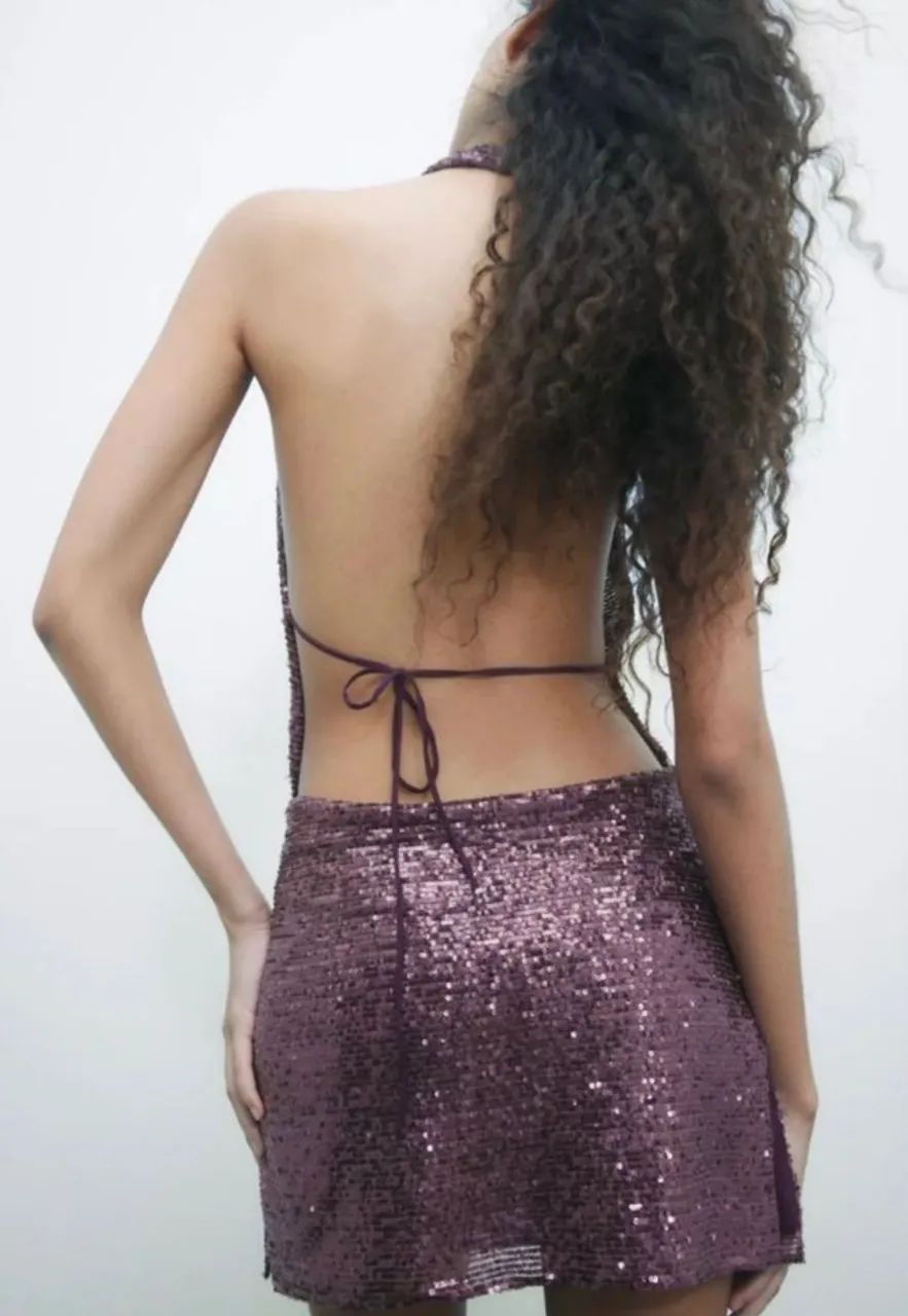 Saia paetê lilás Zara - Foto 2