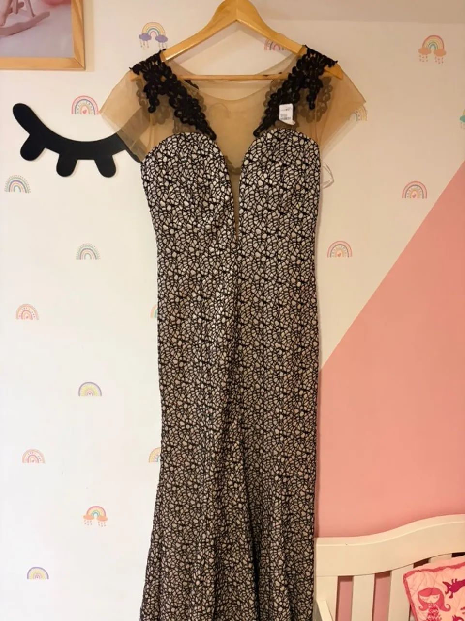 Vestido de festa em seda com renda - Foto 2