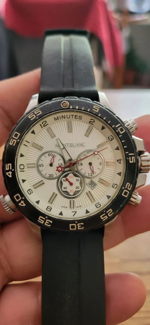 Relógio monblanc cronógrafo 1°linha fundo rosqueado 46 mm cx 