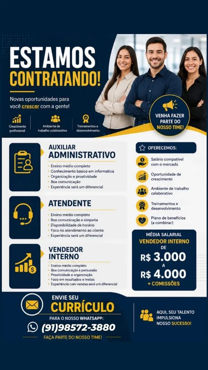VAGAS DISPONÍVEIS!!