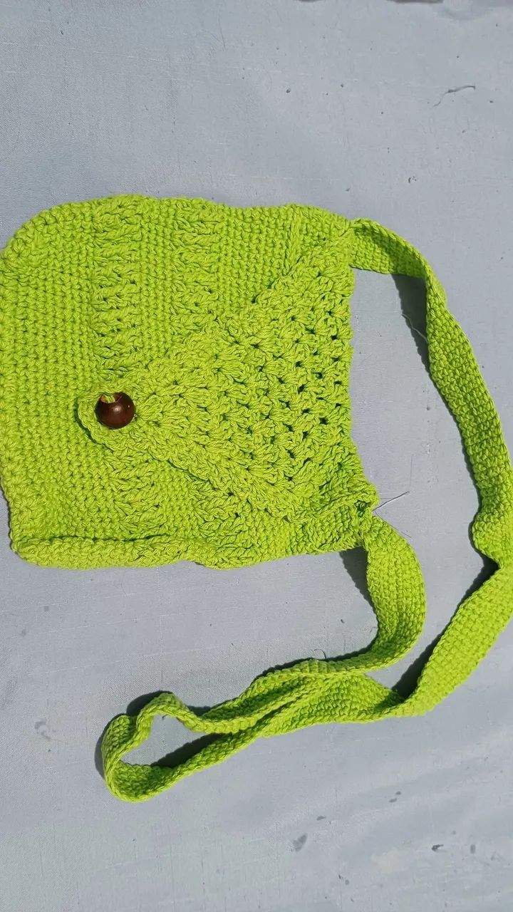 Bolsa de crochê verde - Foto 3