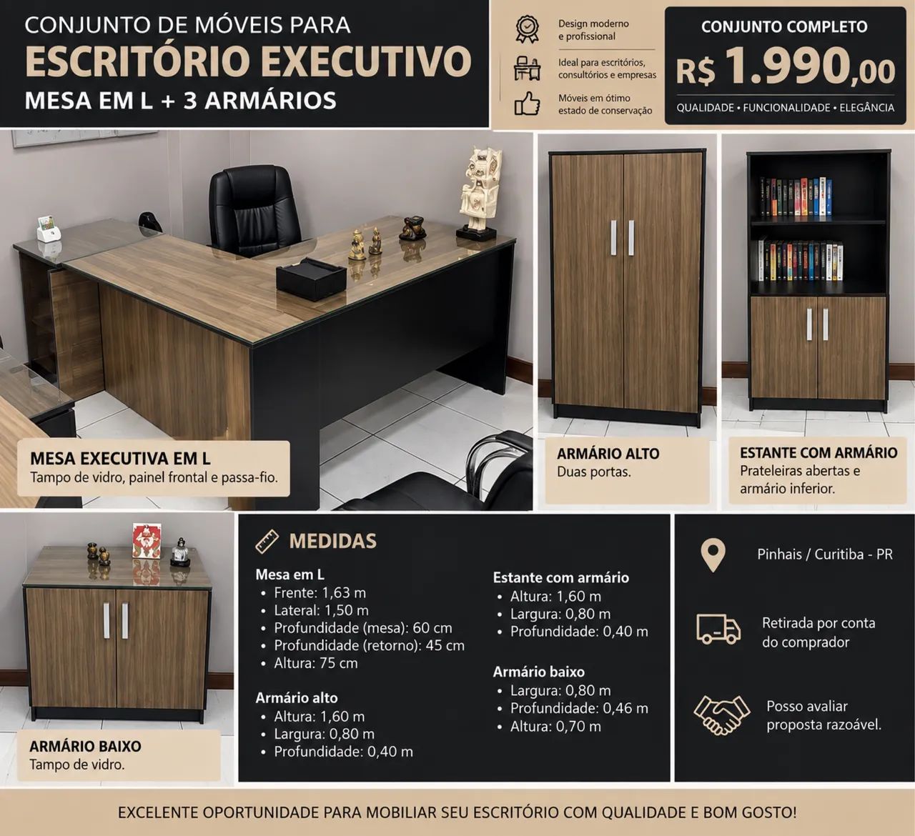 Conjunto de móveis para escritório  - Foto 3