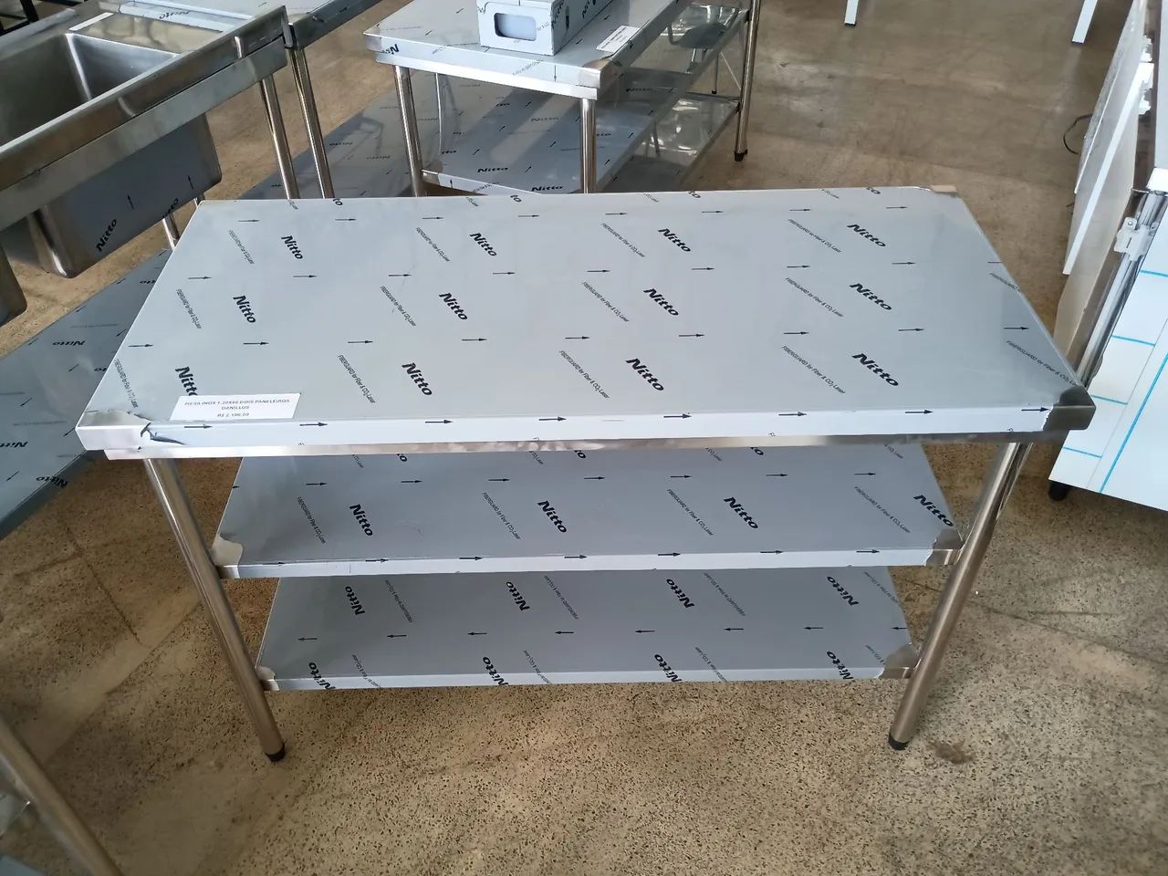 Mesa Inox 130x60 Paneleiro Duplo - Danillus