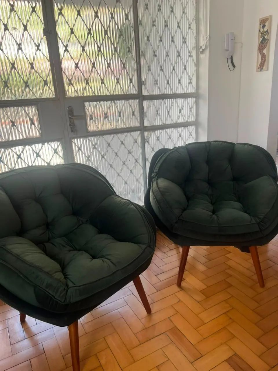 Kit poltronas verdes em veludo