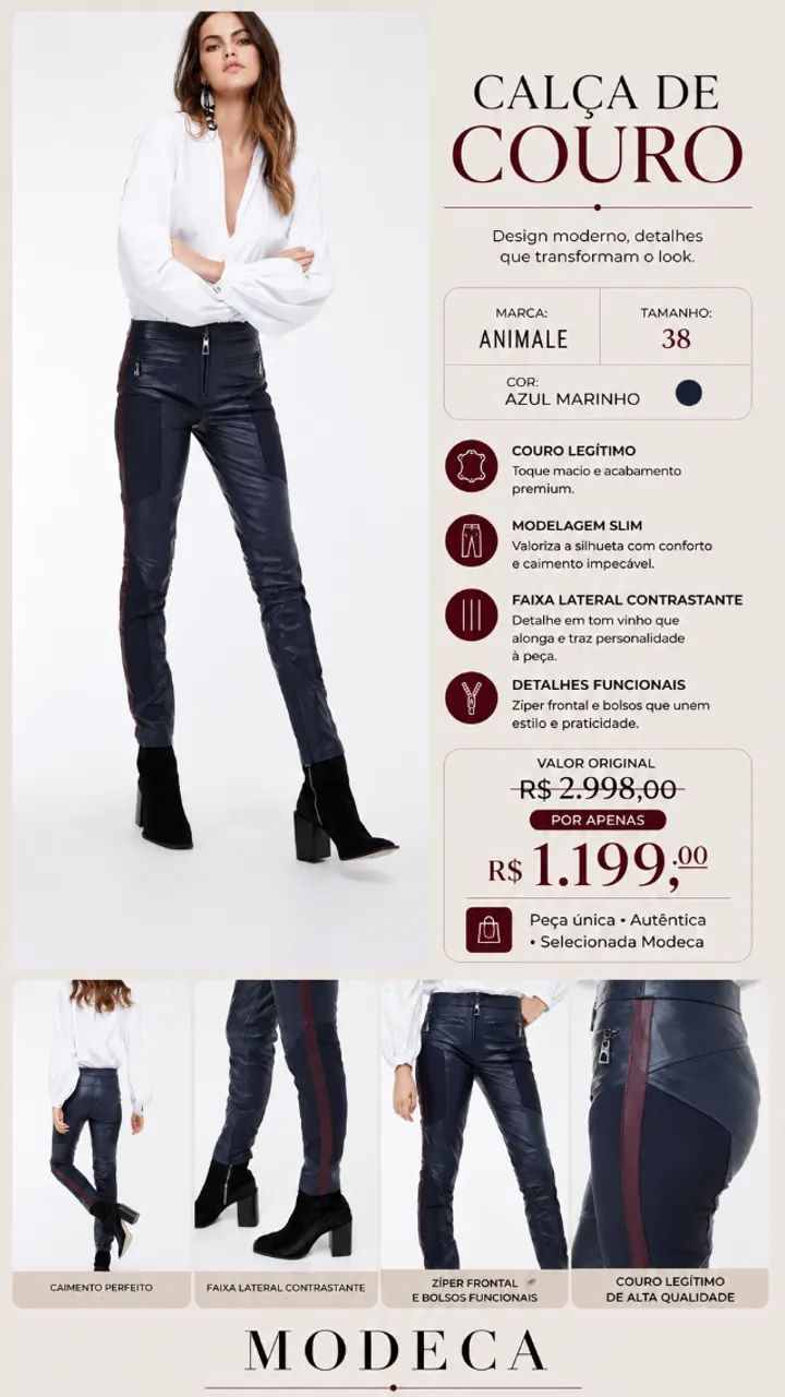CALÇA DE COURO ANIMALE