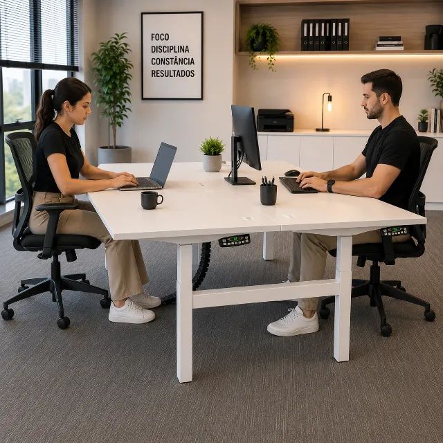 Mesa de Escritório Dupla Com Regulagem Eletrônica - Foto 3