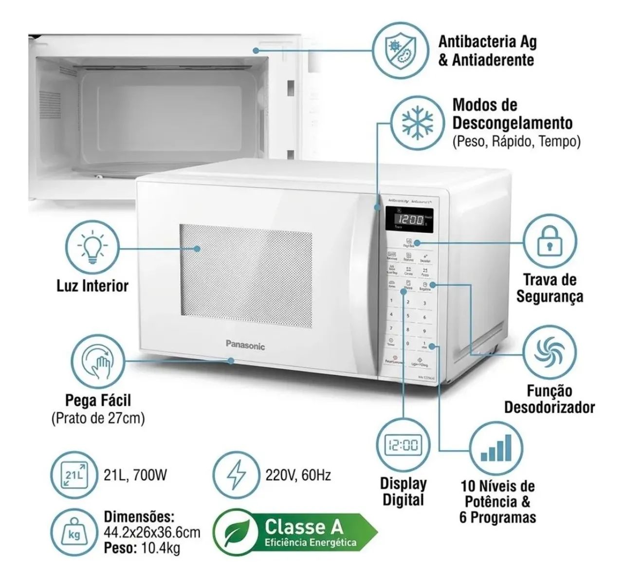 Micro-ondas Panasonic 21 Litros Branco 