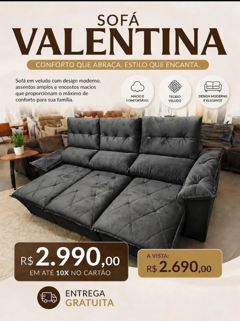 Estofado Valentina 3 lugares 2.60 metros