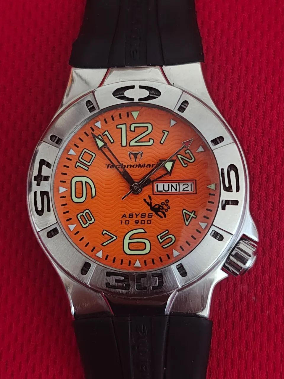Relógio TechnoMarine Abyss 10900 Diver Suíço Raro Laranja - Foto 5