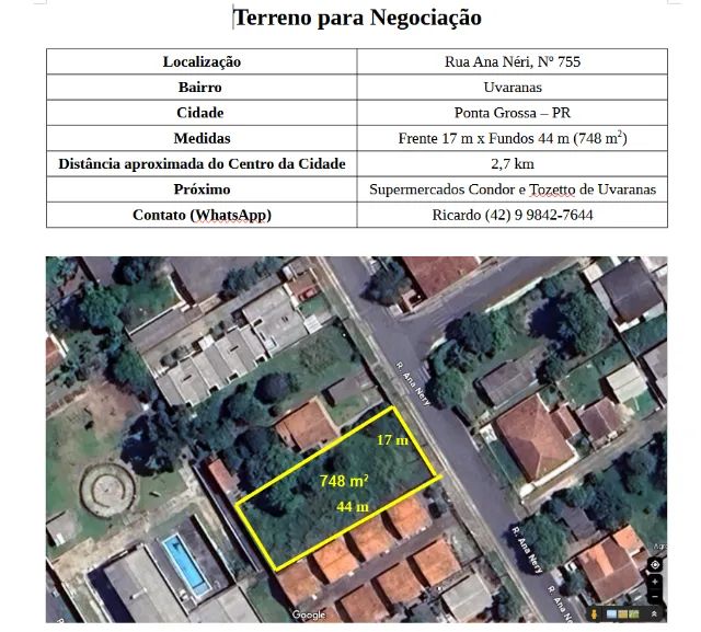 Terreno - Uvaranas -  Próx. ao Centro, 17m x 44m - Foto 2