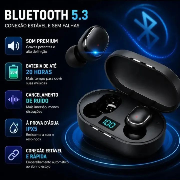 Fone de ouvido TWS Bluetooth sem Fio com Cancelamento de ruído com microfone  - Foto 5