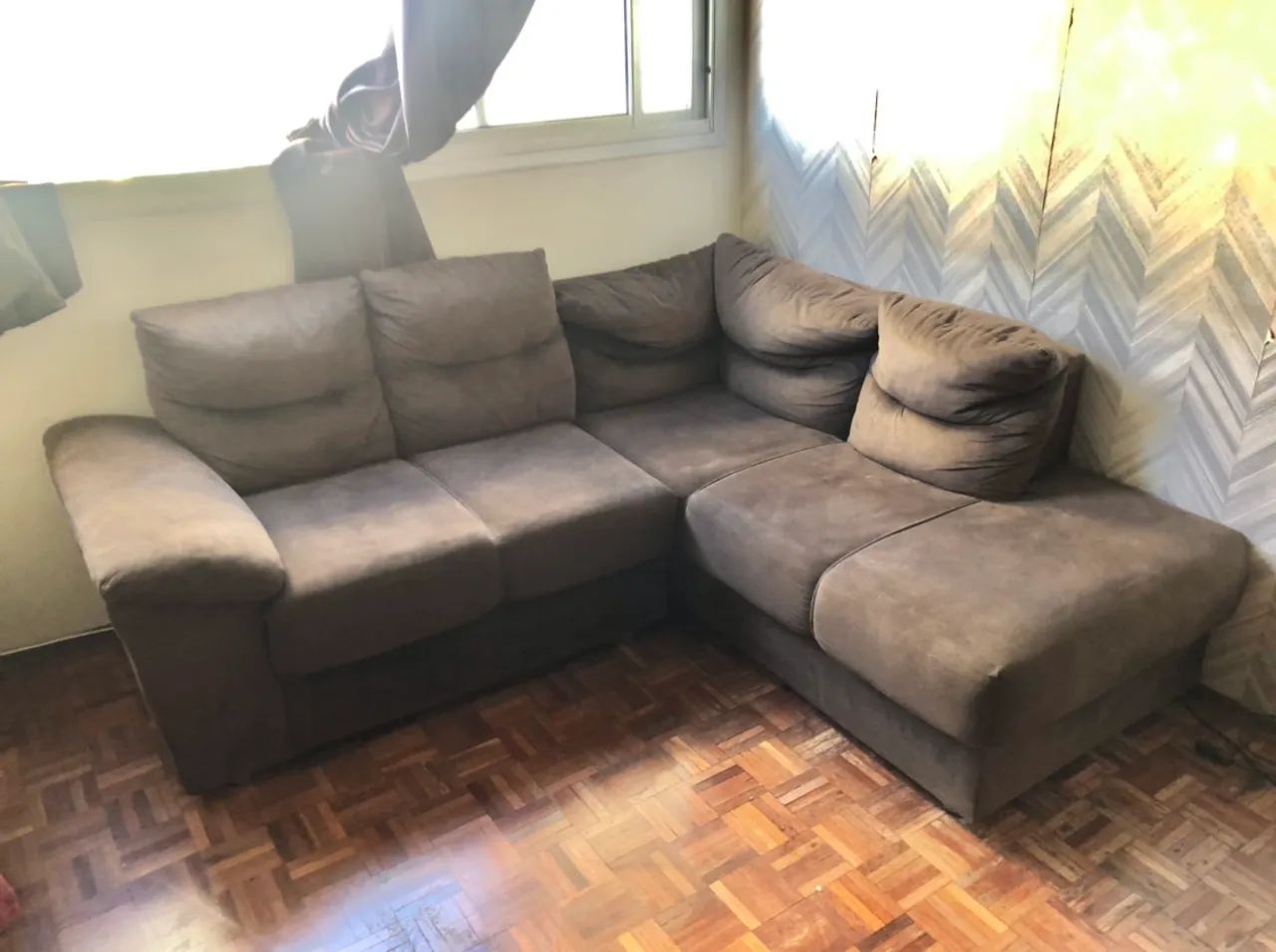 Sofá de canto marrom usado - Foto 3