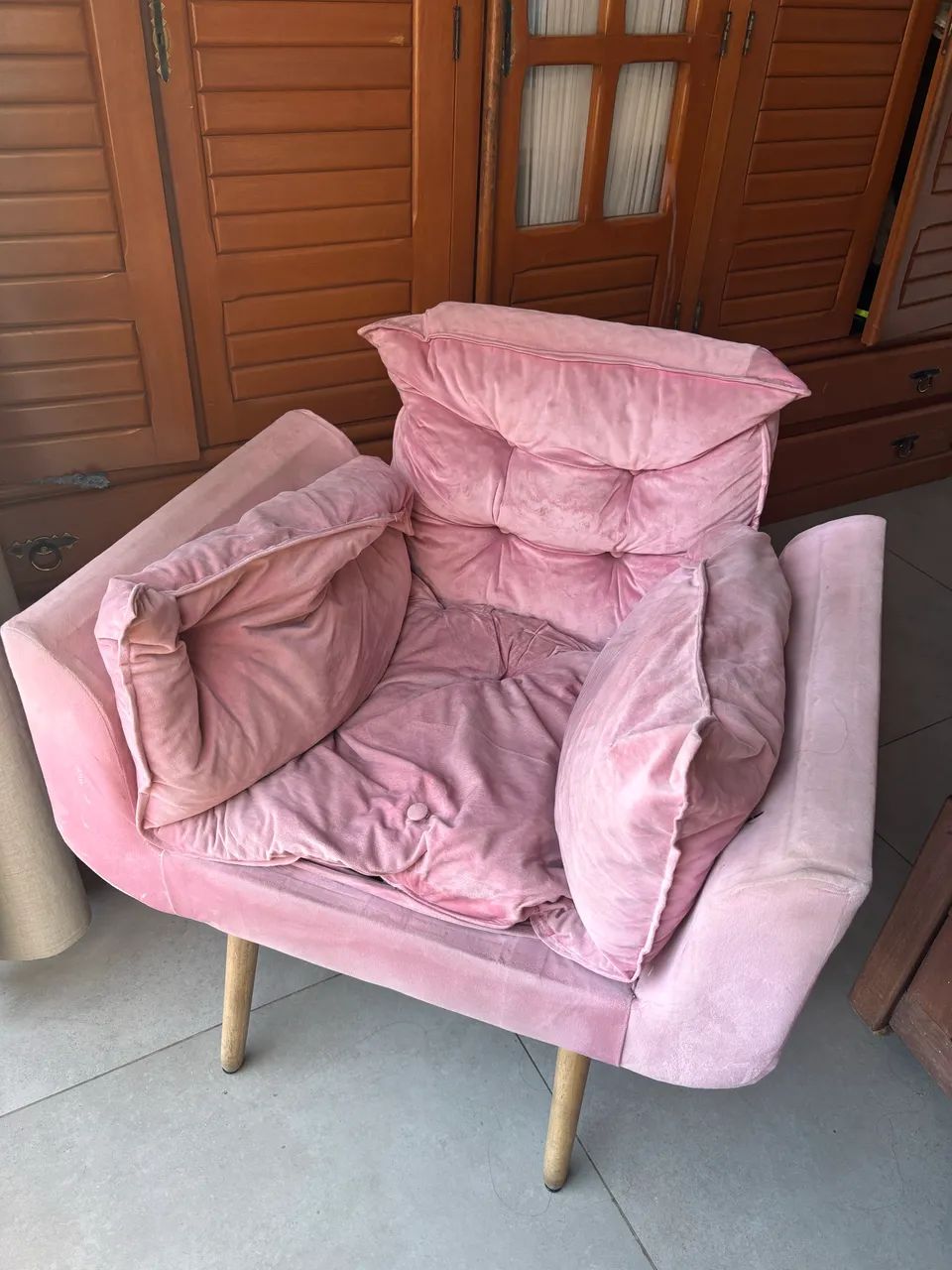 Poltrona Opala de veludo Rosa - Foto 2