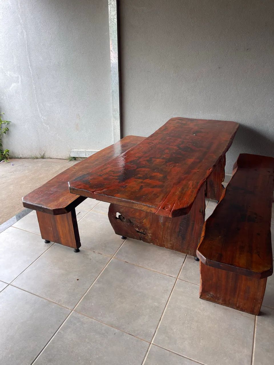 Mesa Rústica Madeira com 2 bancos  - Foto 4