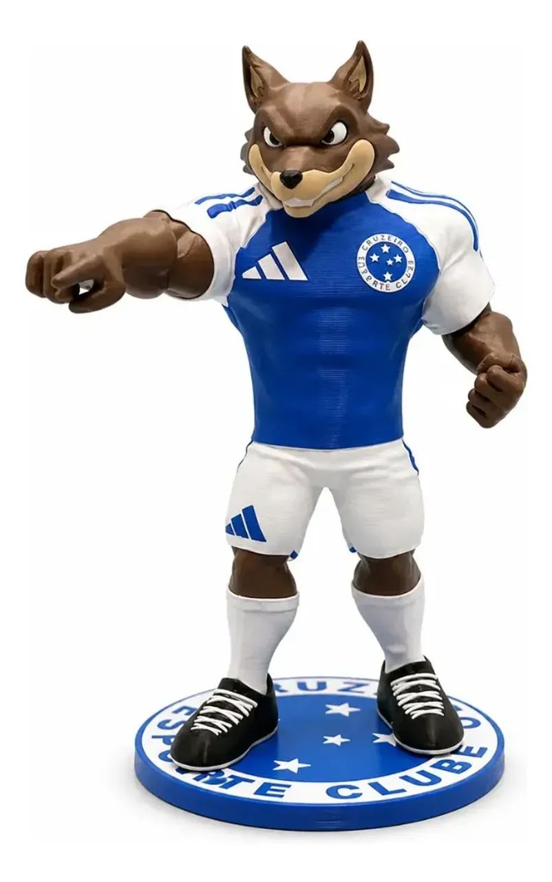Mascote Raposa Cruzeiro Estatua Decorativa Torcedor Com Base