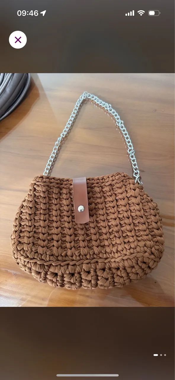 Bolsa crochê marrom