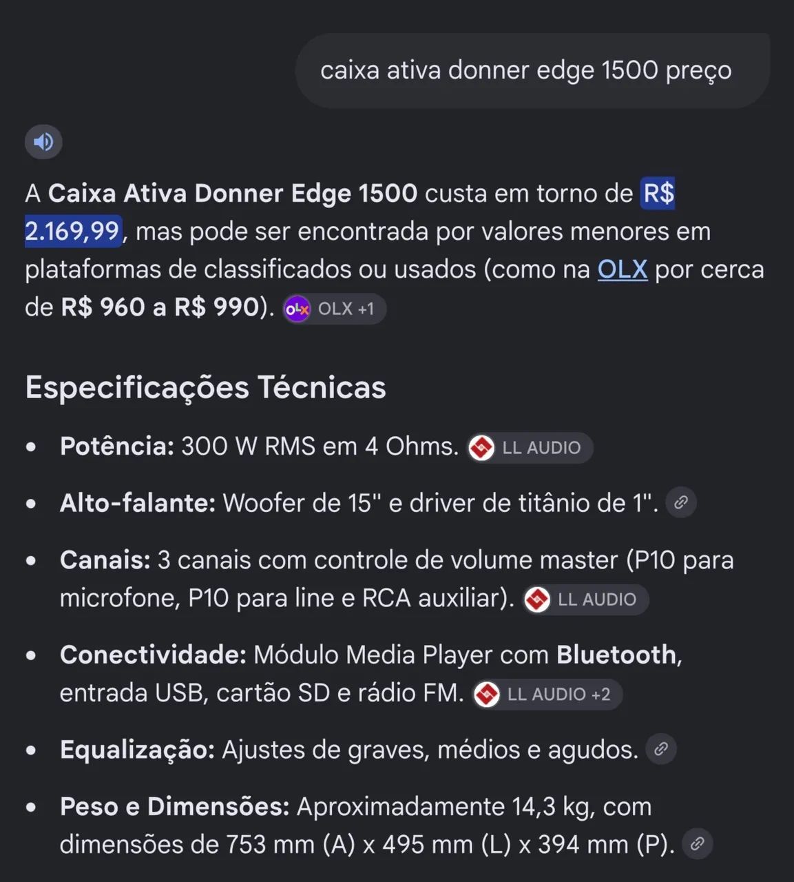 Caixa de Som Aplificada Ativa Donner Edge 1500 15? - Foto 5