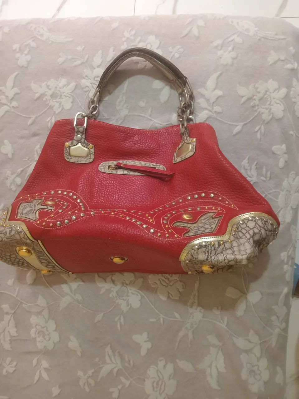 Bolsa de couro vermelha 