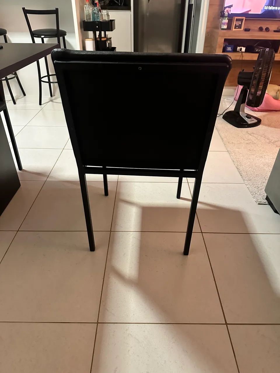 Cadeiras de jantar de ferro estofadas preta (6 unidades) - Foto 3