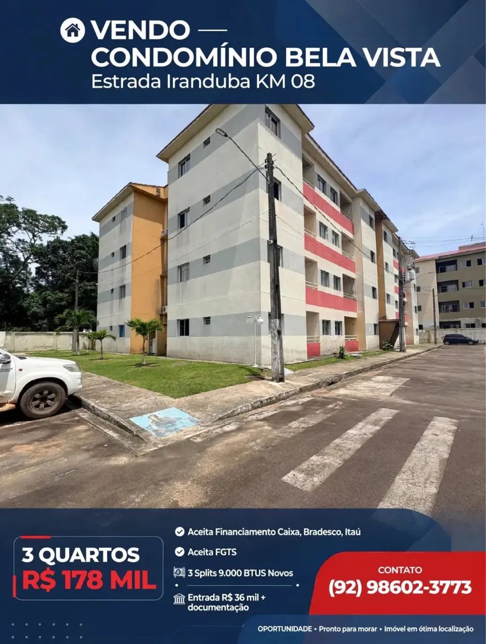 APARTAMENTO NO CONDOMÍNIO BELA VISTA COM 3 QUARTOS E COM VARANDA 
