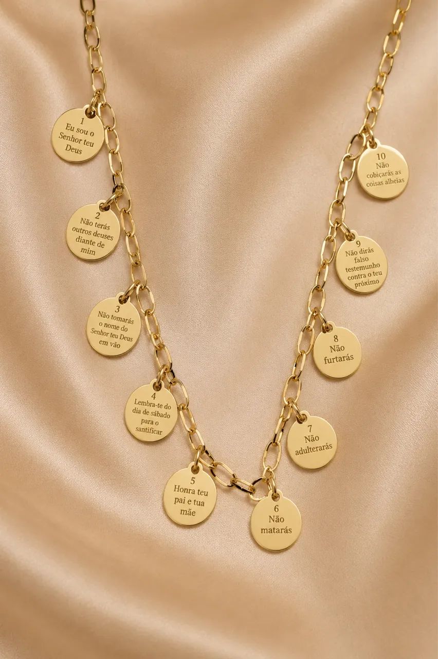 Colar 10 Mandamentos em Ouro 18K 750