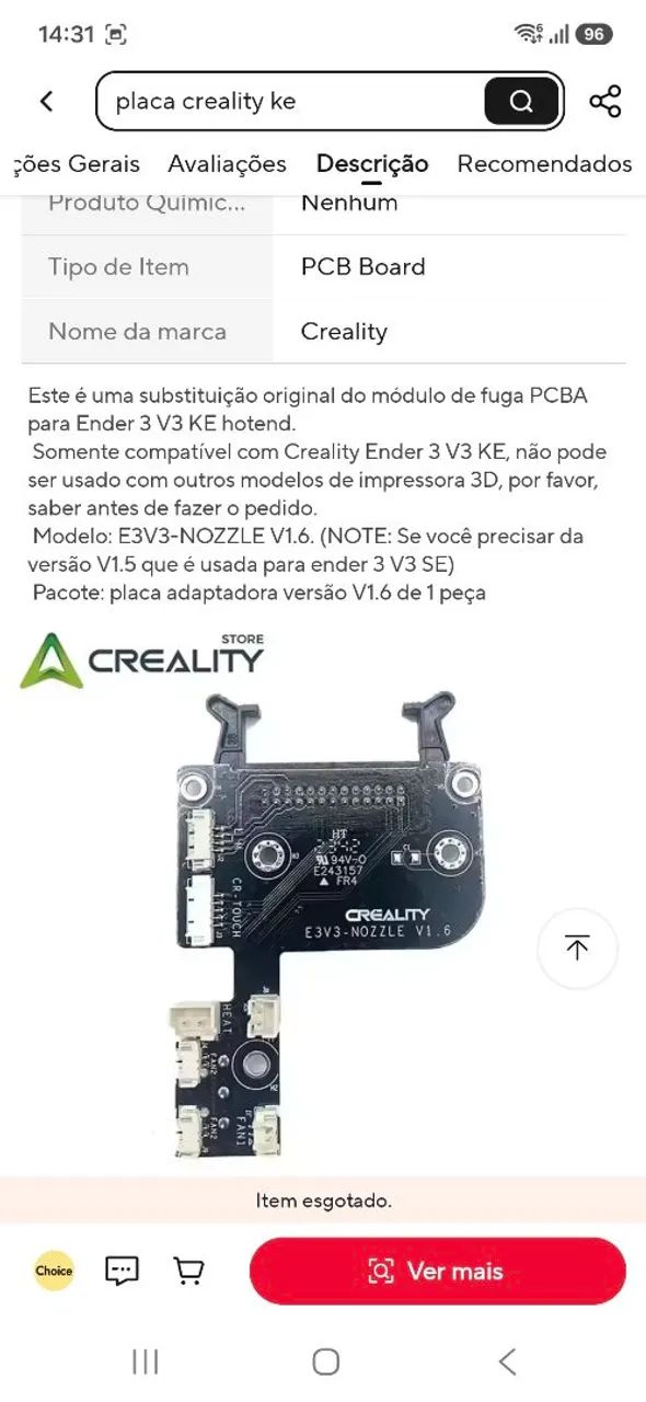 PCB do Hotend Creality Ender 3 V3 KE - Foto 3
