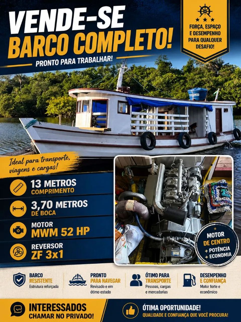 Vende-se barco completo 