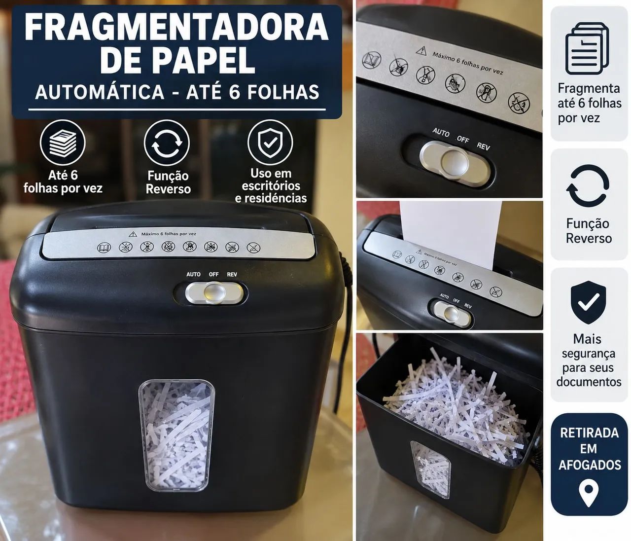 Fragmentadora de Papel Automática - 6 Folhas - Foto 2