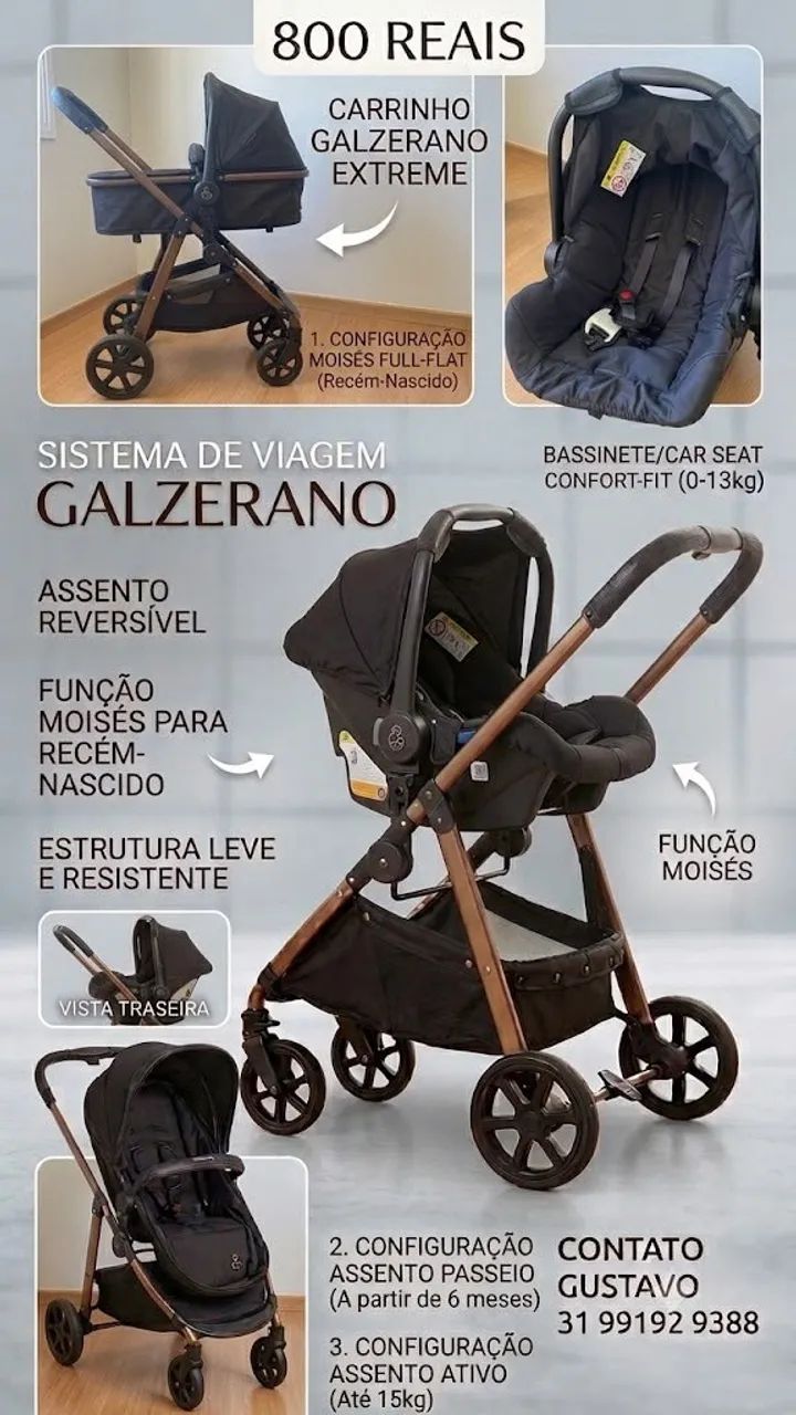 Carrinho de Bebê Galzerano - Foto 2