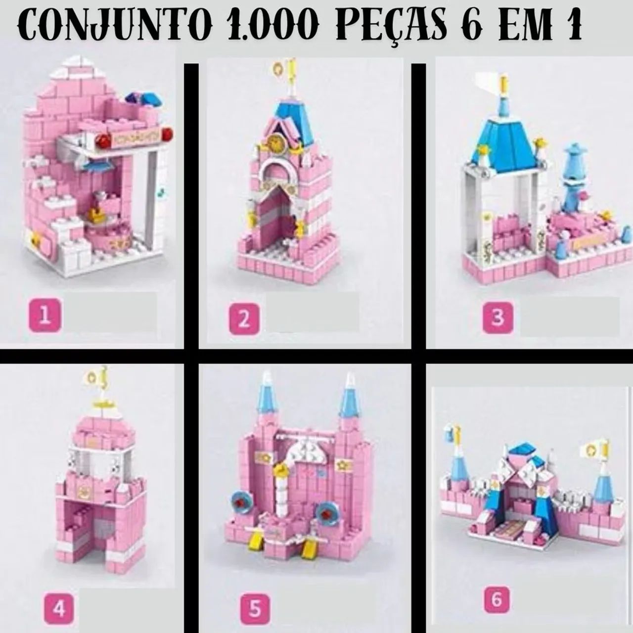 Bloco De Montar 1000 Pç Brinquedo Castelo das princesas - Foto 3