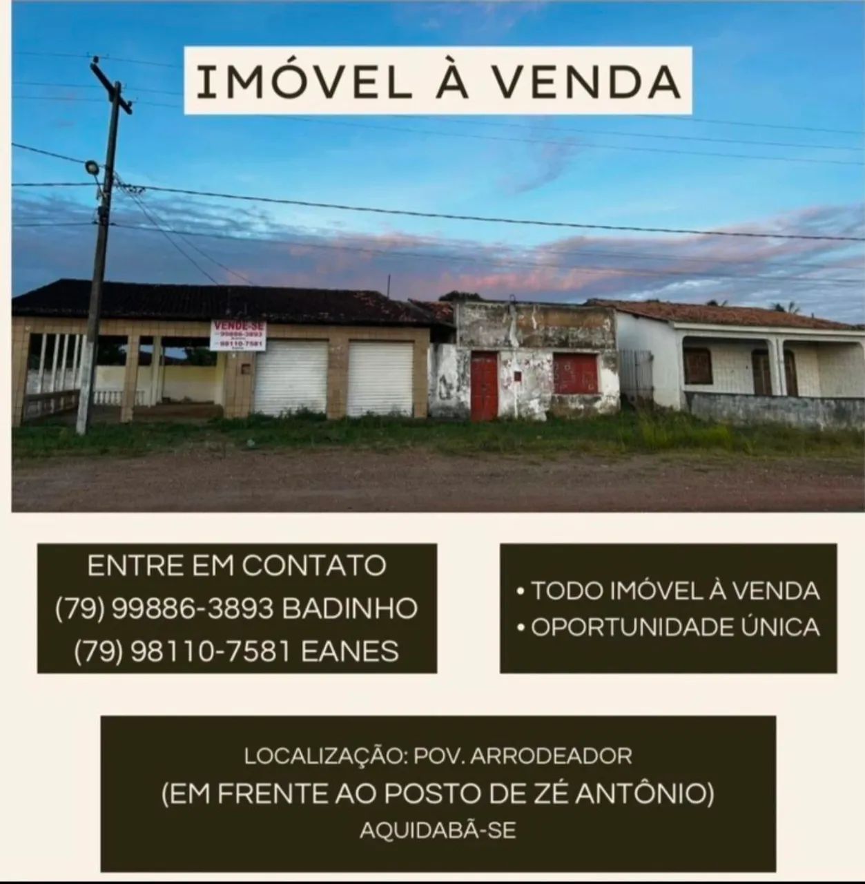 Prédio comercial e casas tudo junto.