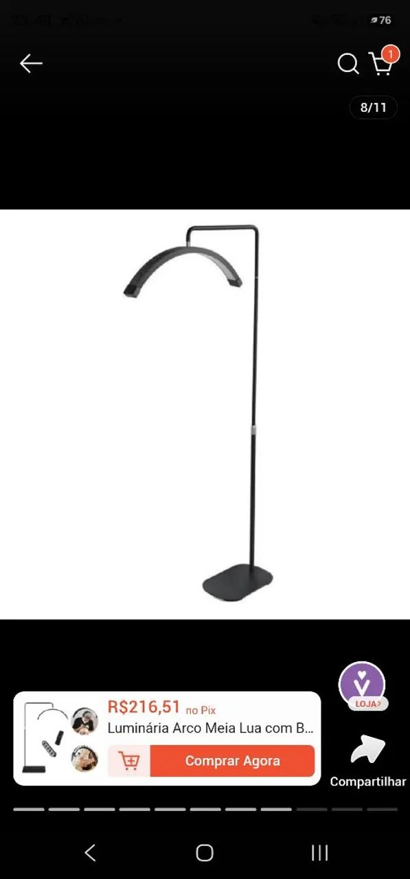 Luminária Arco Meia Lua Com Base de Chão Preto - Foto 3