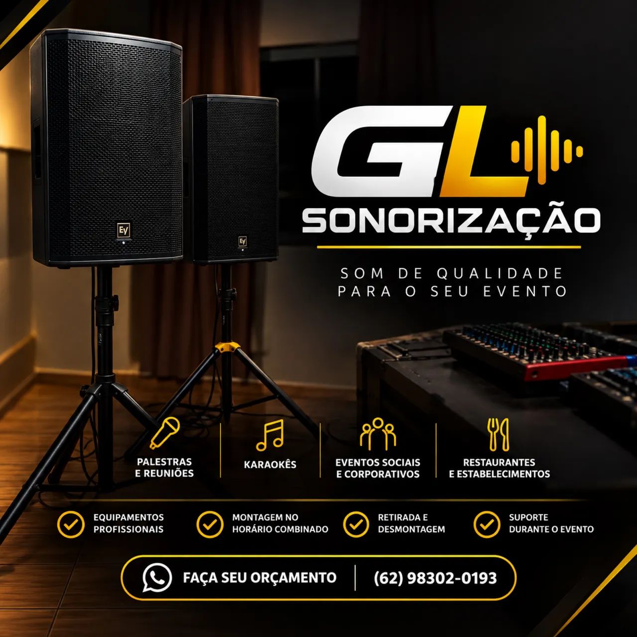 Som, iluminação, Palco e Painel de LED Eventos