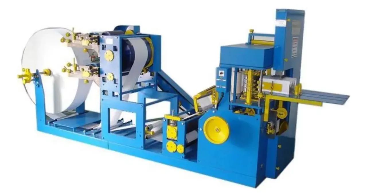 Máquina de fabricar guardanapo de papel com três cores de impressão e calandra de borda 