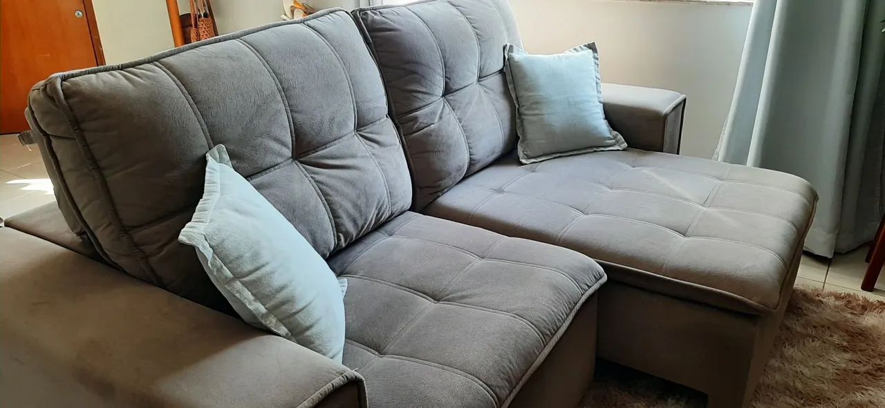 Sofá retrátil e reclinável tecido suede - Foto 5