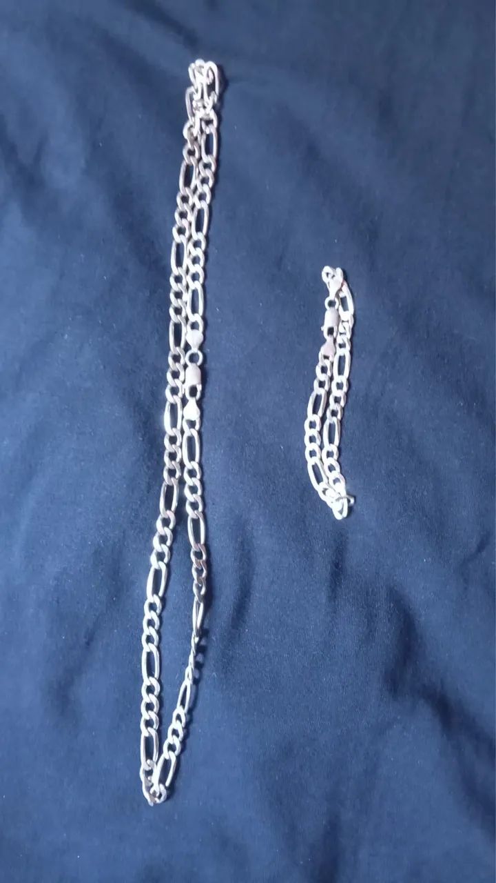 Kit corrente e pulseira de prata  - Foto 4