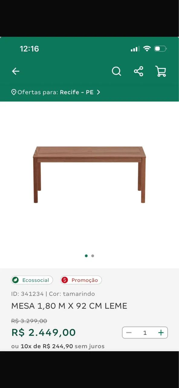 Conjunto mesa e bancos (varanda e área externa) da TOKSTOK - Foto 2