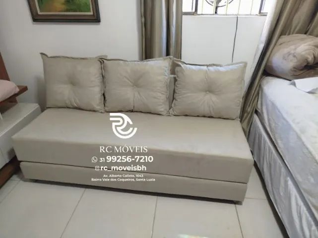 Sofá Cama estruturada Bicama 1,70m Material suede D33 Compacto e Funcional - Foto 5