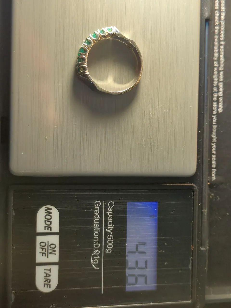 Meia Aliança Esmeralda Ouro Branco 18k - Foto 4